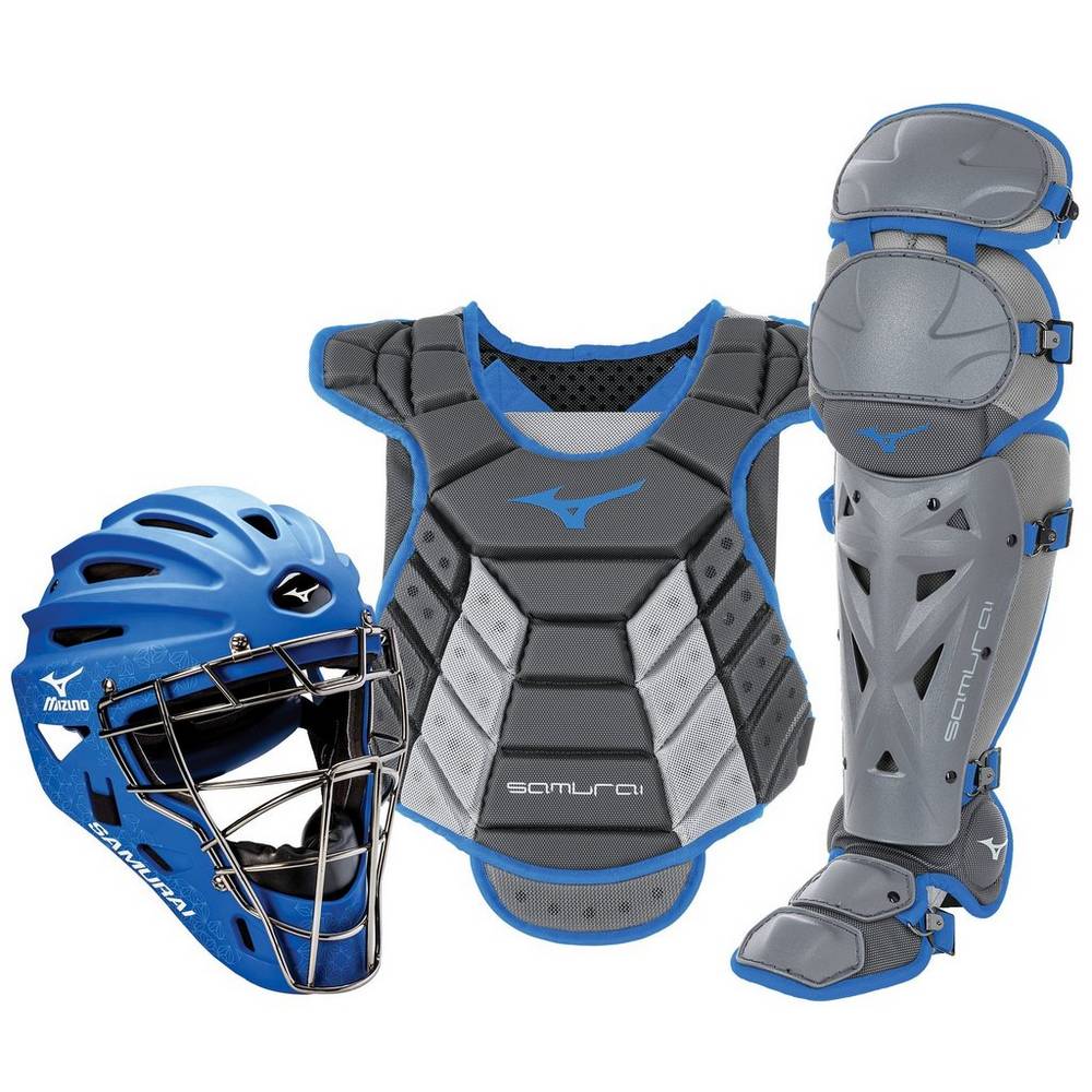 Womens Mizuno Samurai Boxed (14-15") Catchers Gear Set Grey/Royal Philippines (ZVOWGK319)